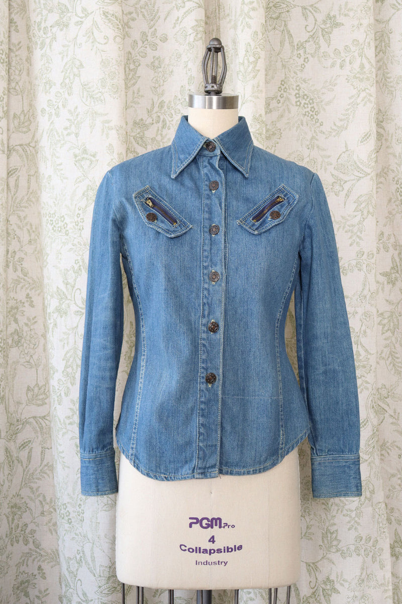 Laura Denim Zipper Shirt XS/S – OMNIA