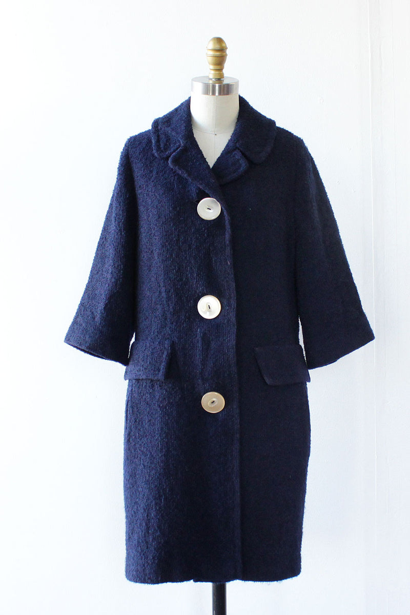 Navy hot sale boucle coat