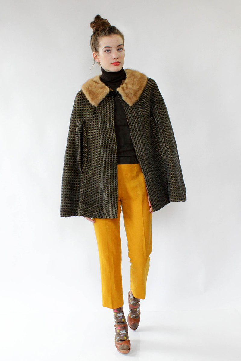 Fur Trimmed Chartreuse Swing Coat S/M – OMNIA