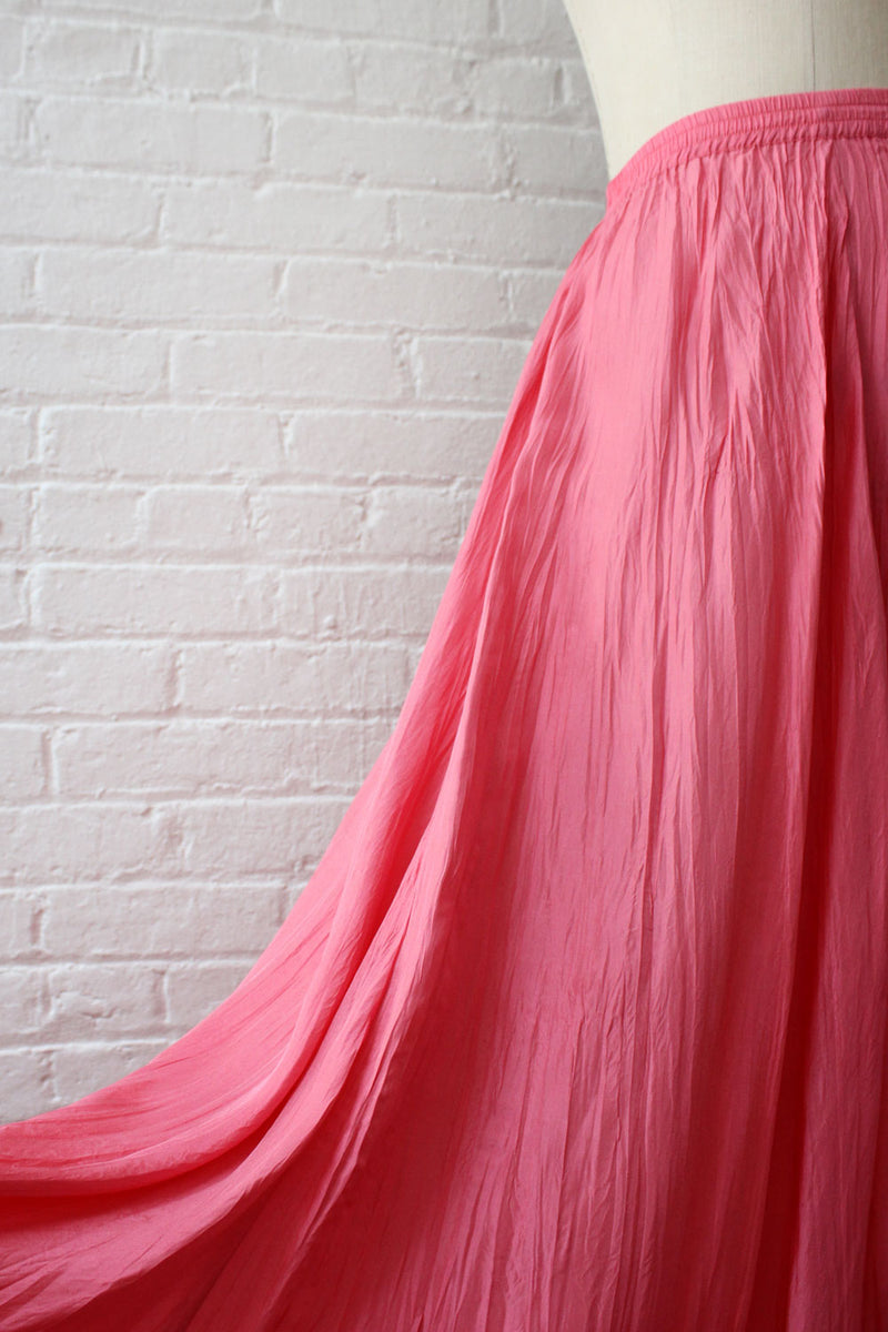 Rose Silk Crinkle Skirt L