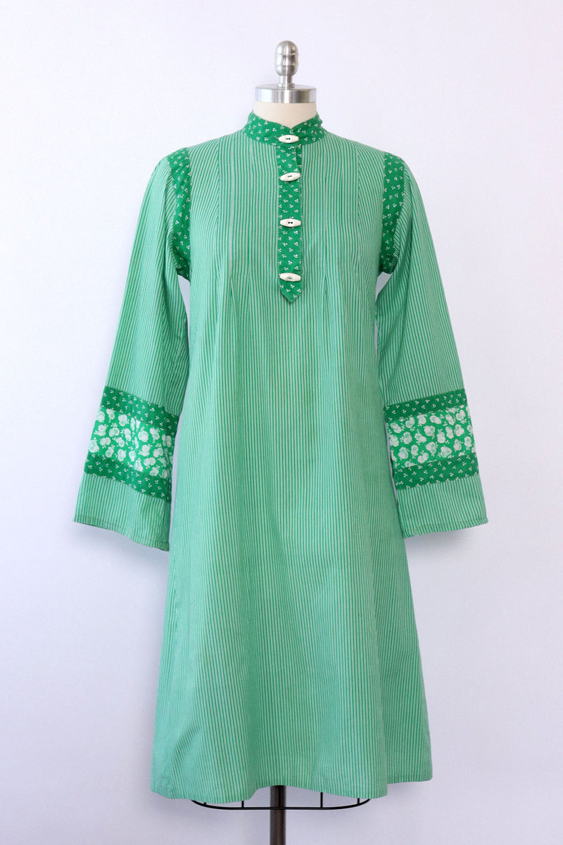 Kelly Green Calico Stripe Caftan S