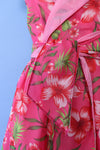 Hot Pink Hibiscus Halter Dress L