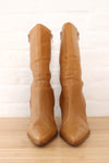 Camel Leather Stiletto Boots 9.5-10