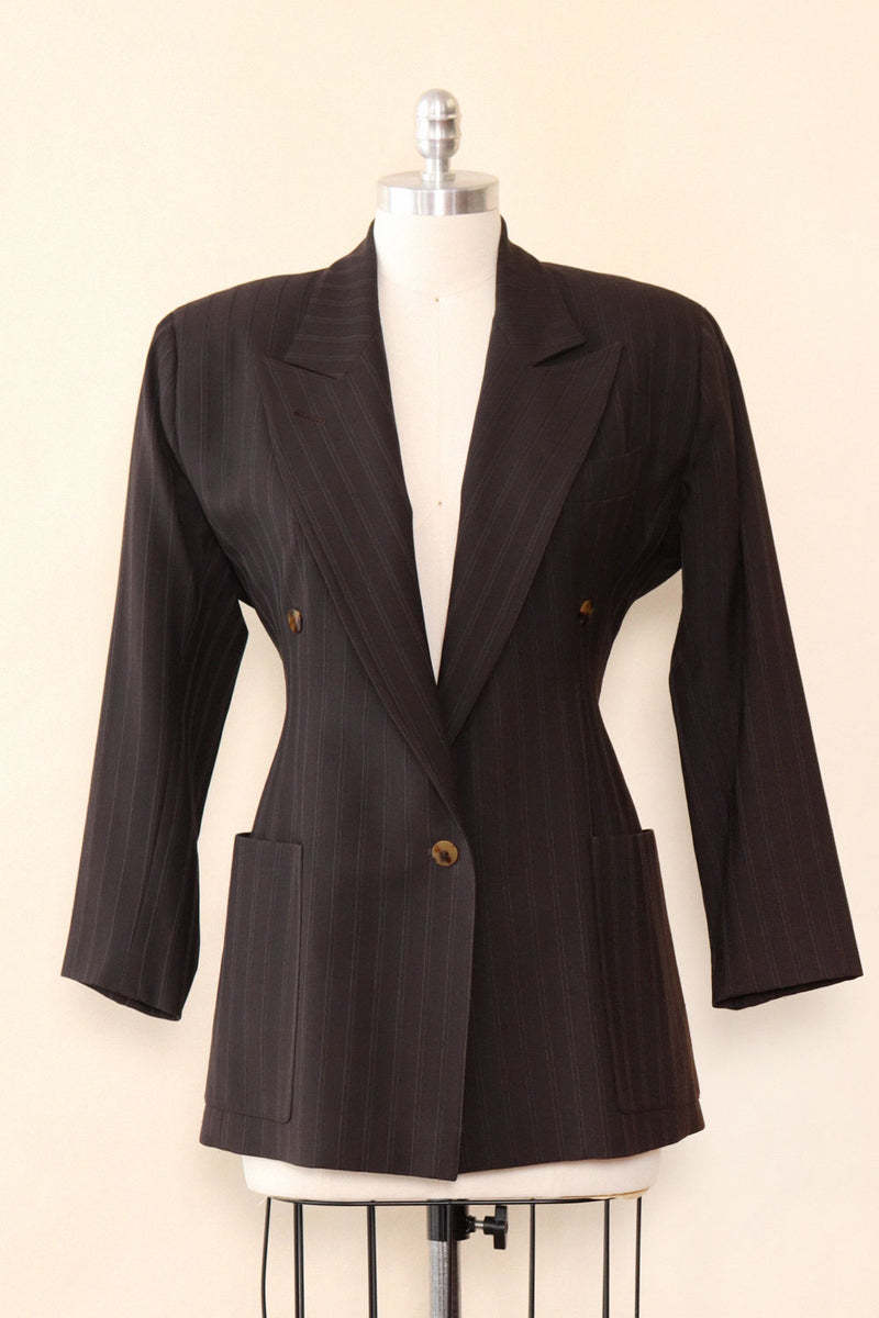 Jean Paul Gaultier Espresso Pinstripe Blazer M