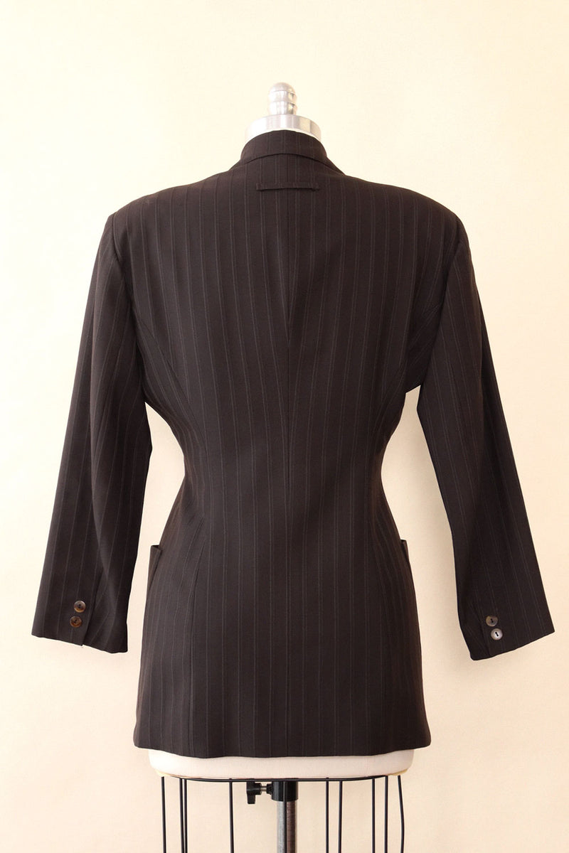 Jean Paul Gaultier Espresso Pinstripe Blazer M