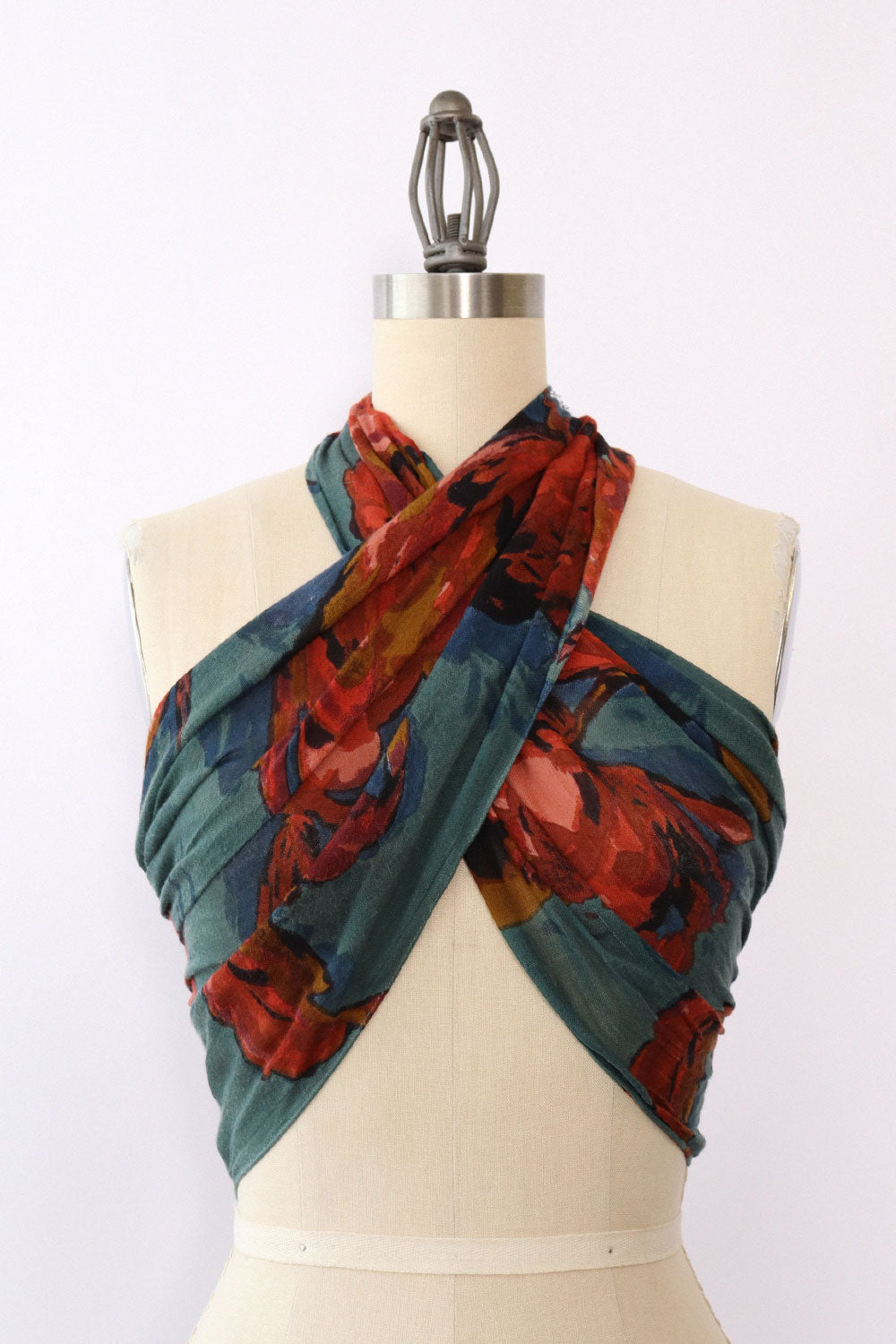 Teal Rose Watercolor Floral Scarf