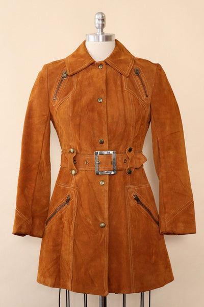 Suede Lightweight Trench Coat store - Cognac