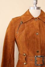 Cognac Suede Zip and Buckle Trench XS