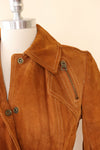 Cognac Suede Zip and Buckle Trench XS