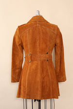 Cognac Suede Zip and Buckle Trench XS