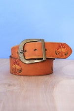 Mushroom Tooled Leather Belt