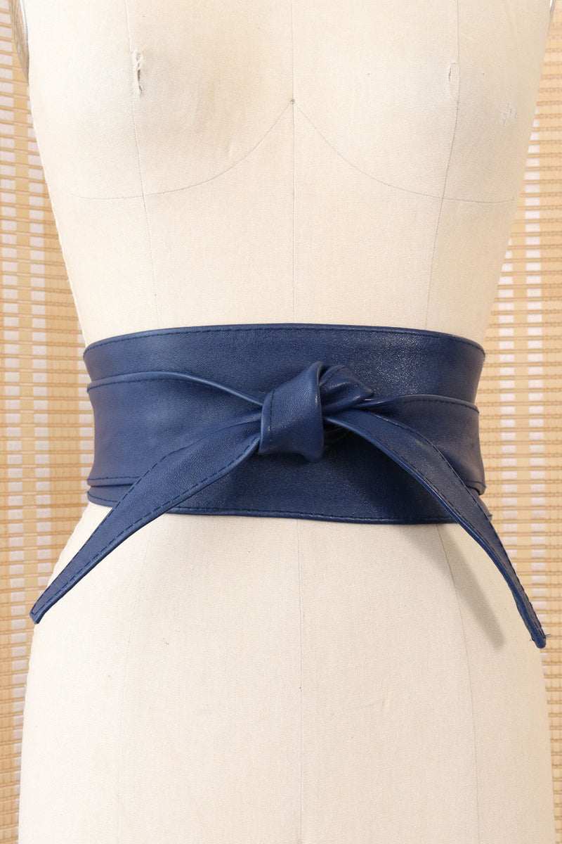 Cobalt Smooth Leather Wrap Belt