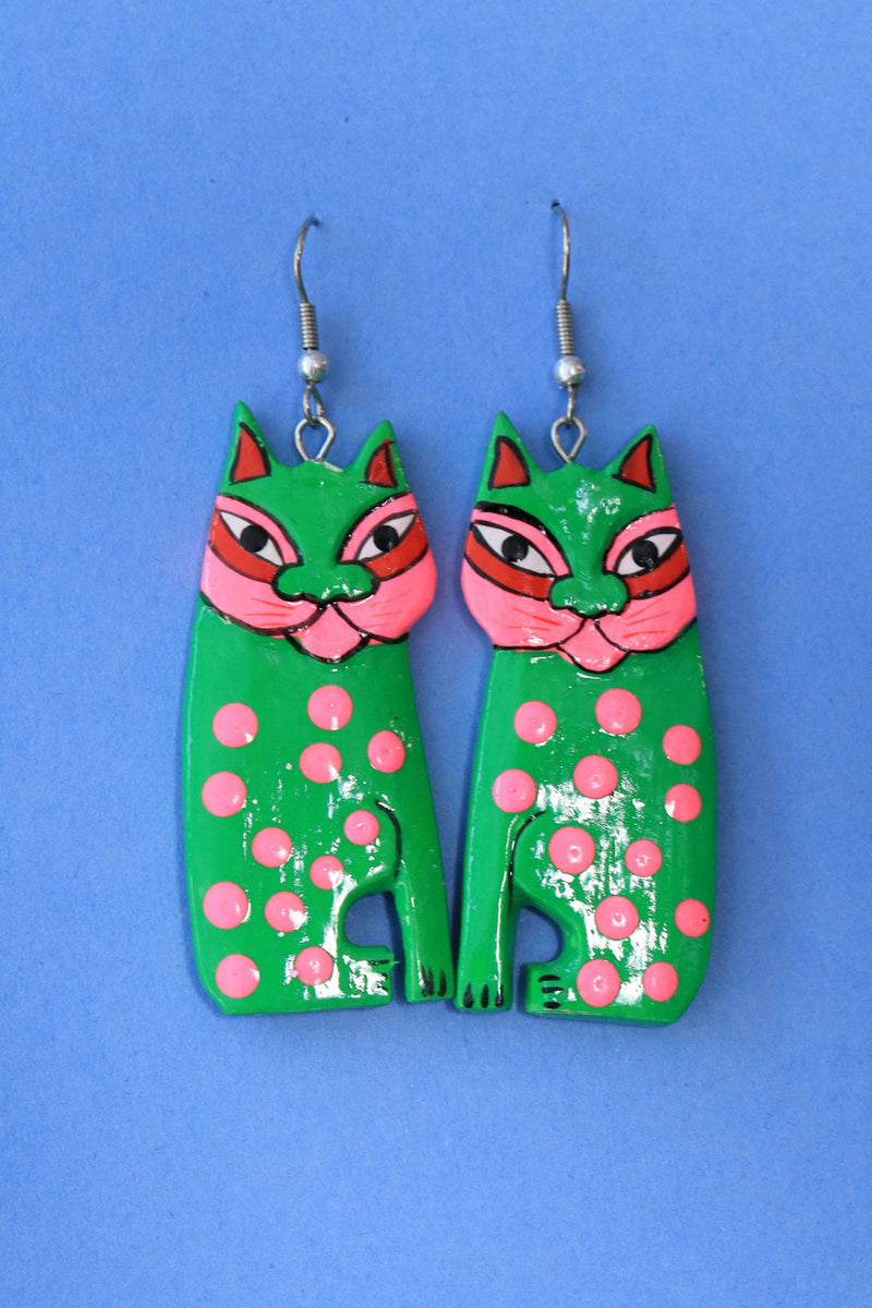 Curious Neon Cat Earrings