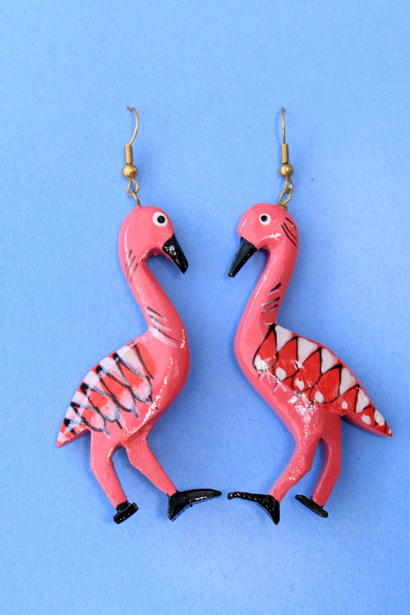 Flamingo Painted Dangle Earrings