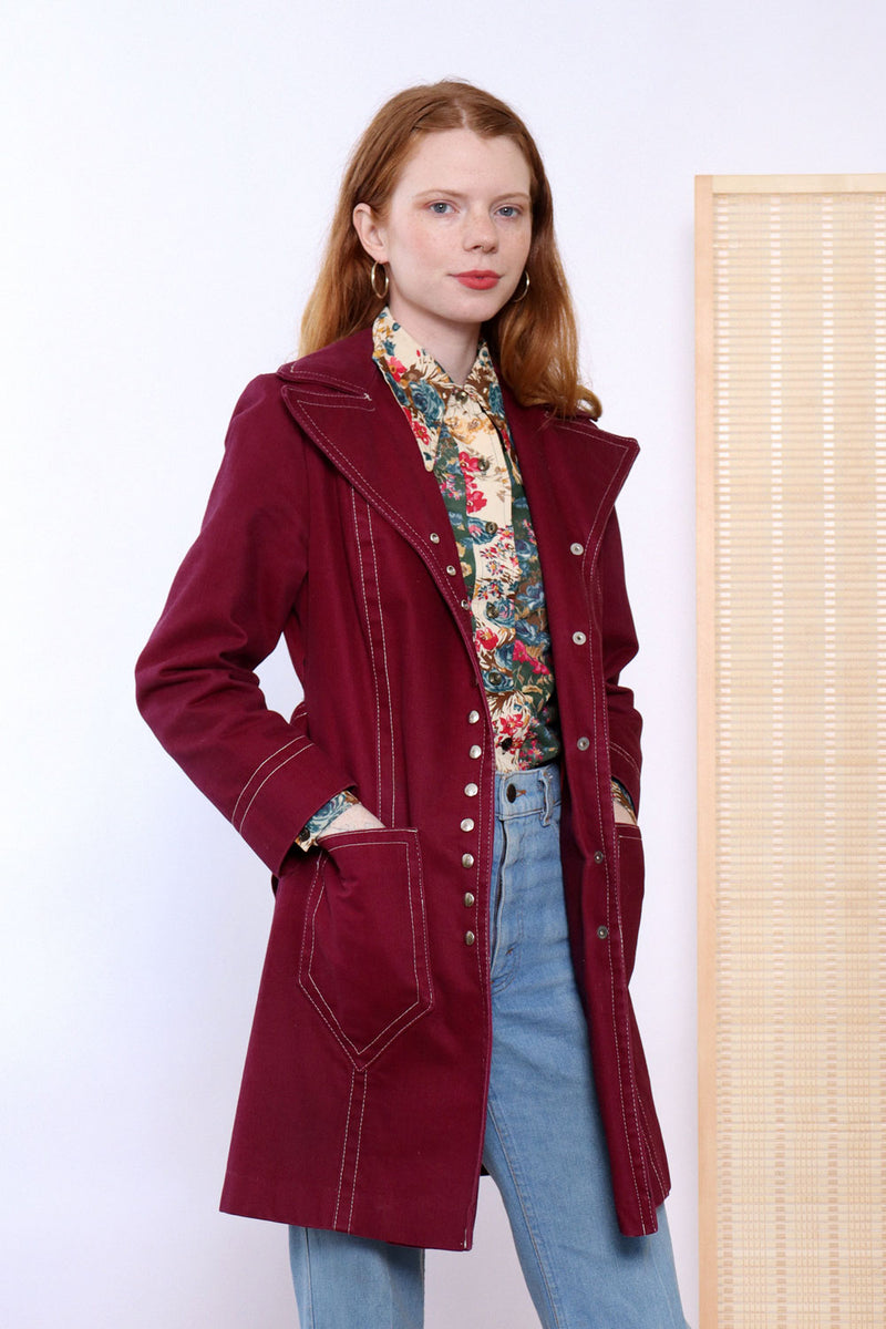 Plum Topstitch Snap Jacket XS/S