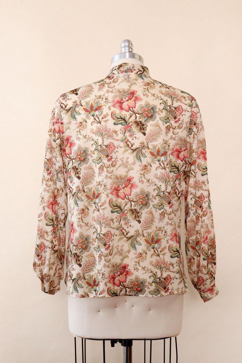 Ruffled Wallpaper Floral Blouse L