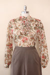 Ruffled Wallpaper Floral Blouse L