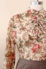 Ruffled Wallpaper Floral Blouse L