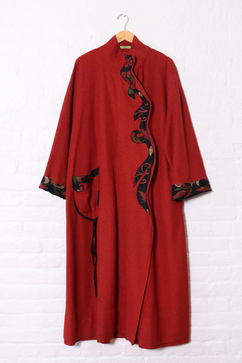 Paprika Boiled Wool Maxi Coat M-XL