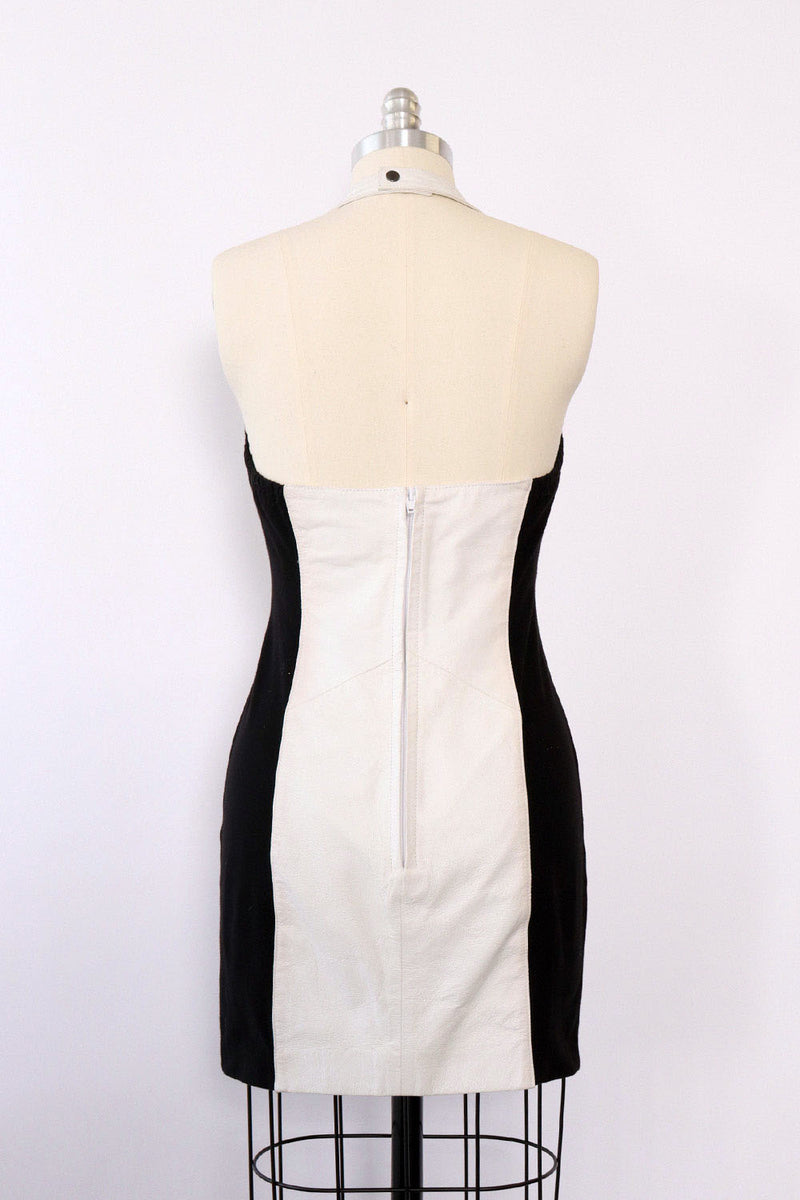 Black & White Leather Panel Dress M