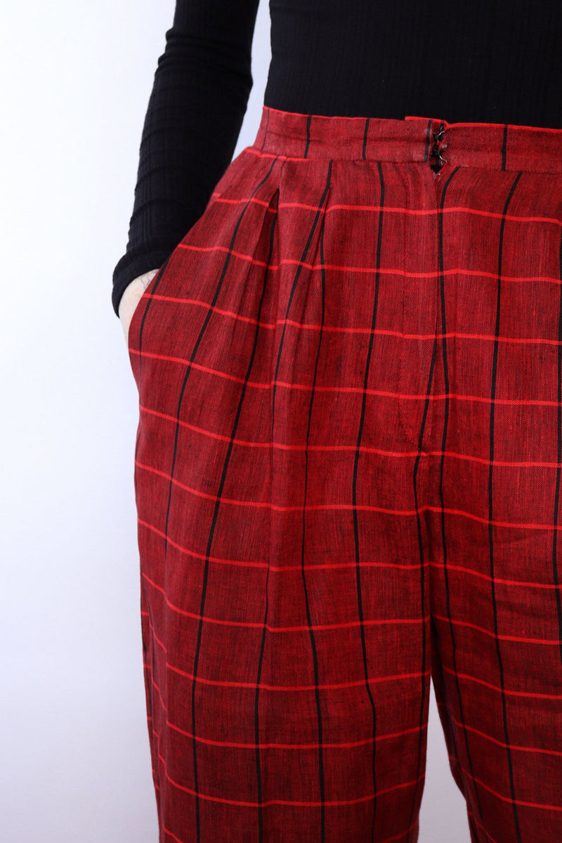 Givenchy Red Plaid Trousers XS