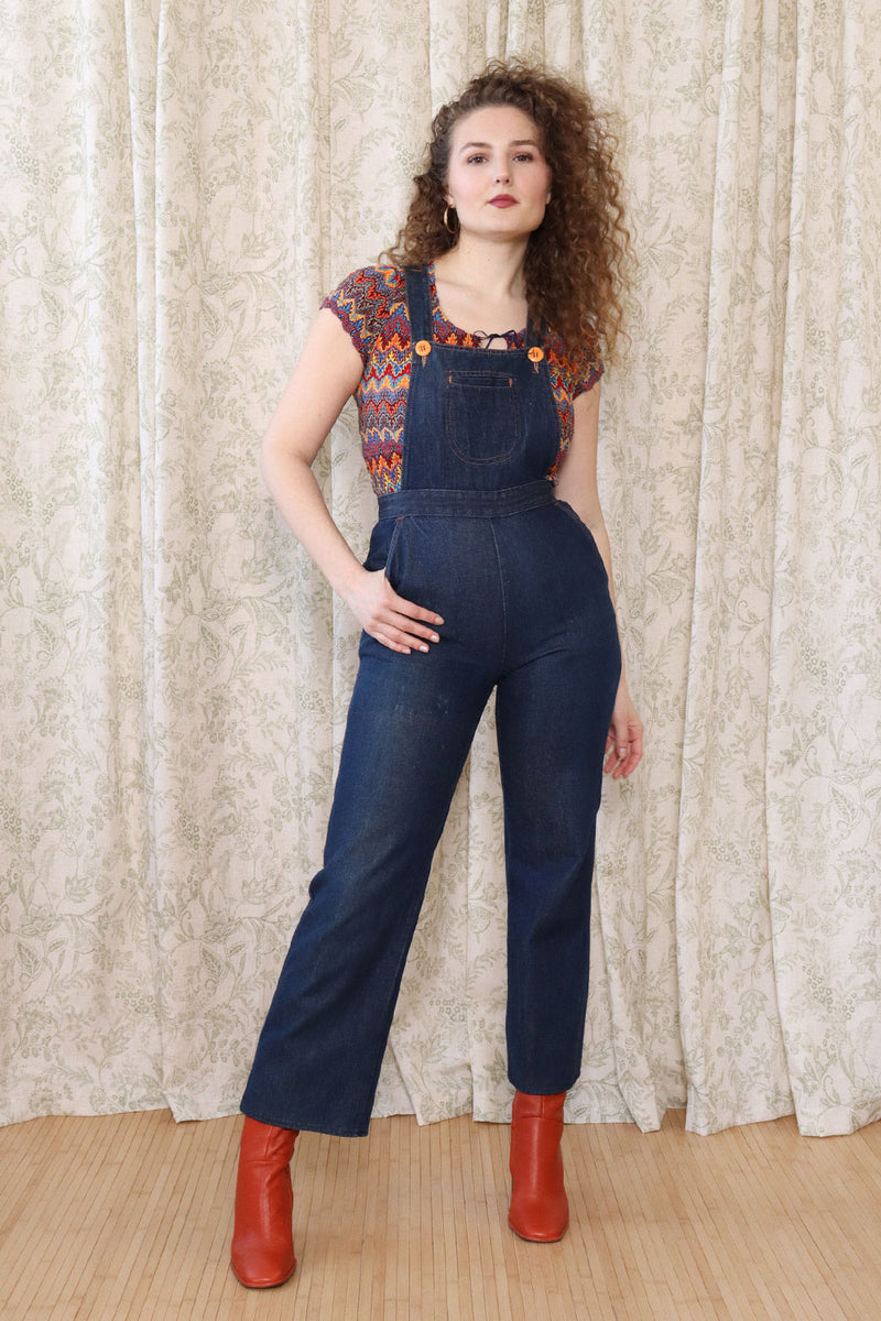 Gitano Topstitch Denim Overalls M