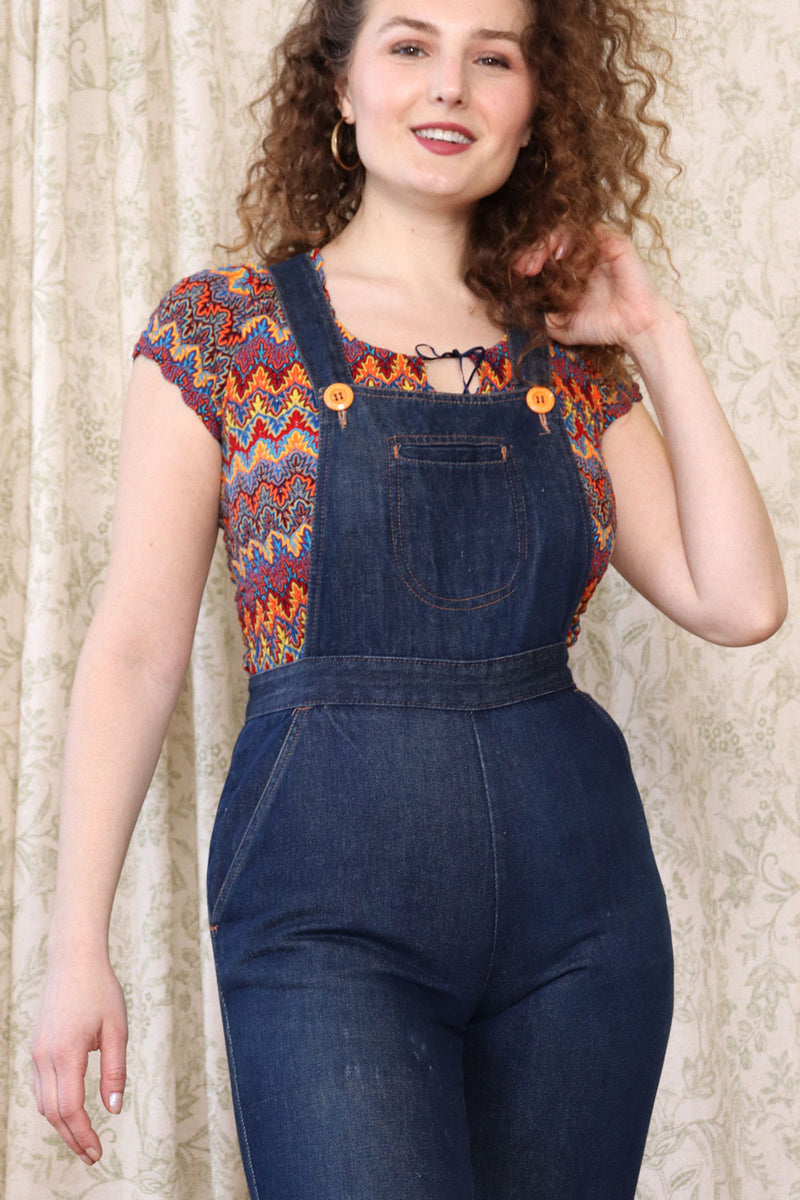 Gitano Topstitch Denim Overalls M