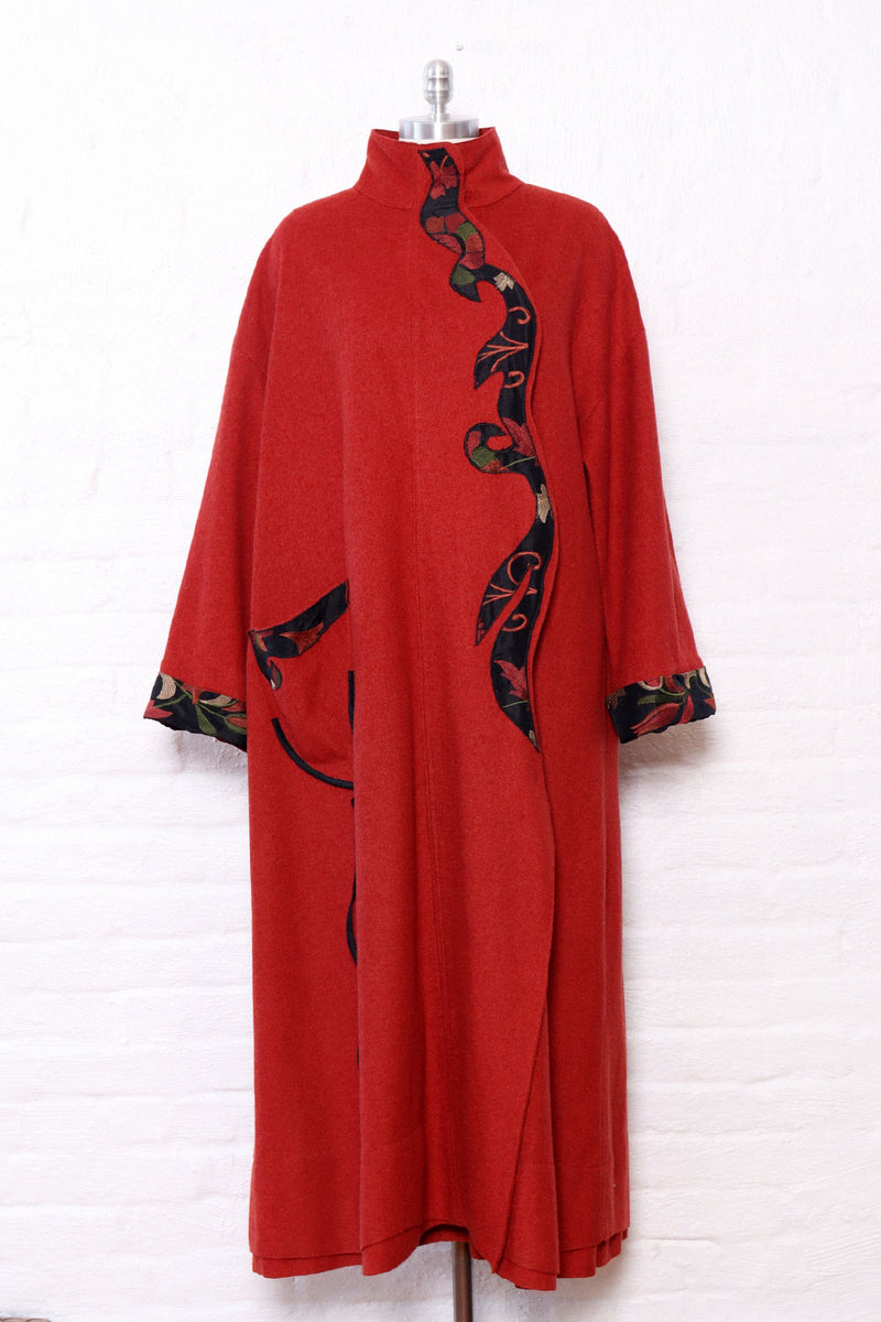 Paprika Boiled Wool Maxi Coat M-XL