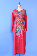 Handpainted Fuchsia Caftan M/L