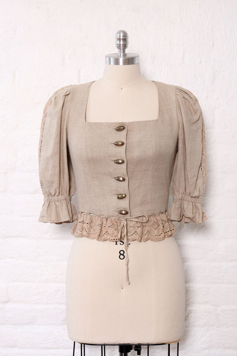 Bavarian Beige Linen Bodice Top XS/S