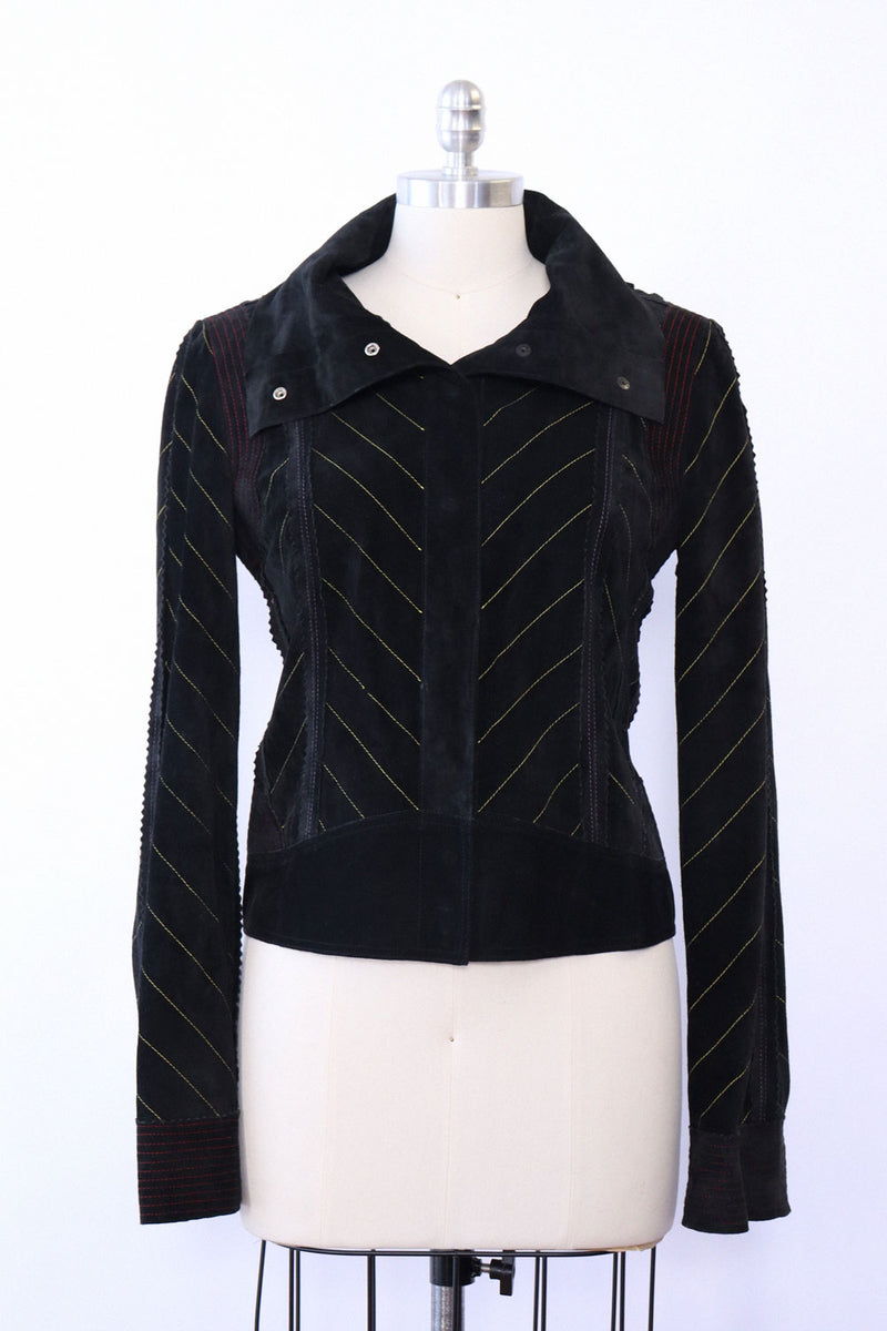 Multicolored Topstitch Suede Jacket XS/S