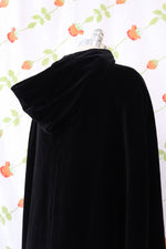 Hooded Midnight Velvet Maxi Cape XS-M