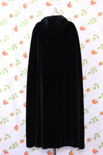 Hooded Midnight Velvet Maxi Cape XS-M