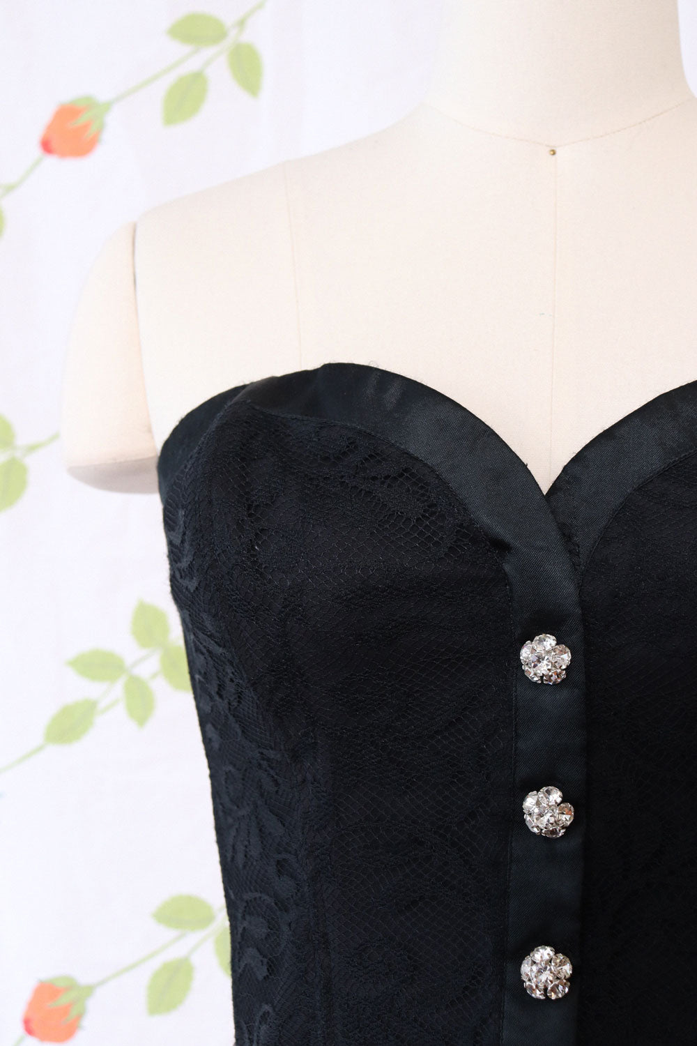 Black Lace Rhinestone Bustier XL