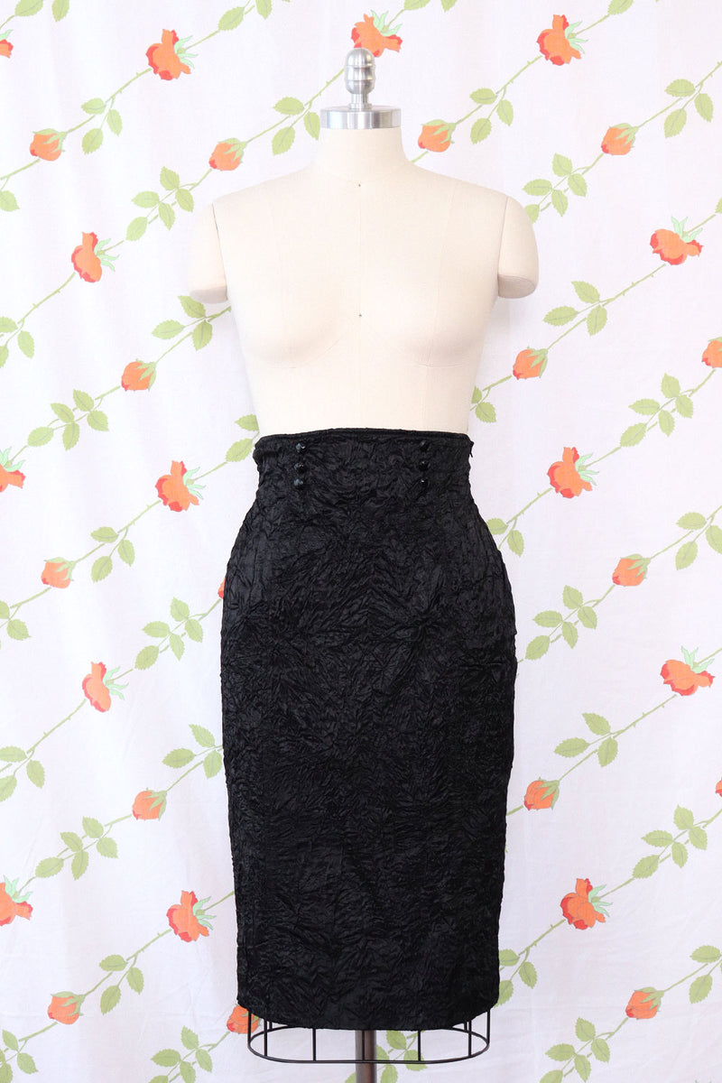 Ungaro Scrunchie Satin Pencil Skirt M-M/L