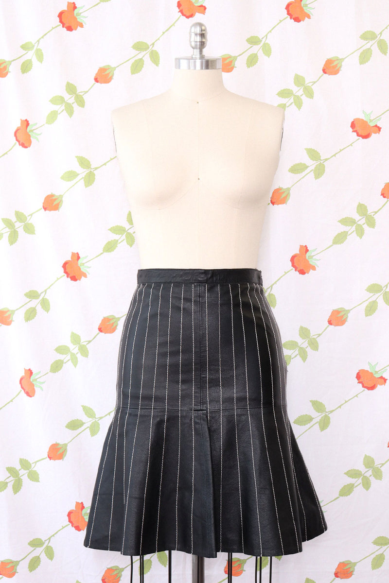 Patricia Viera Topstitch Leather Skirt XS/S