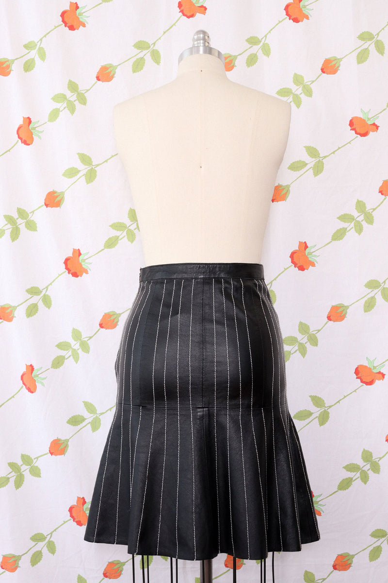 Patricia Viera Topstitch Leather Skirt XS/S