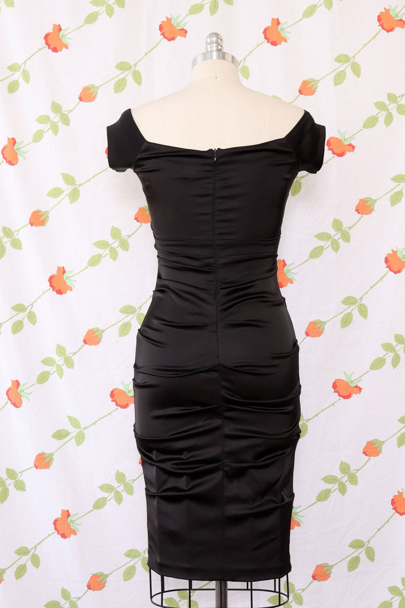 Y2K Caché Black Ruched Bodycon Dress XS/S