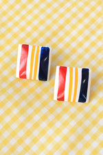 Mod Square Stripe Studs