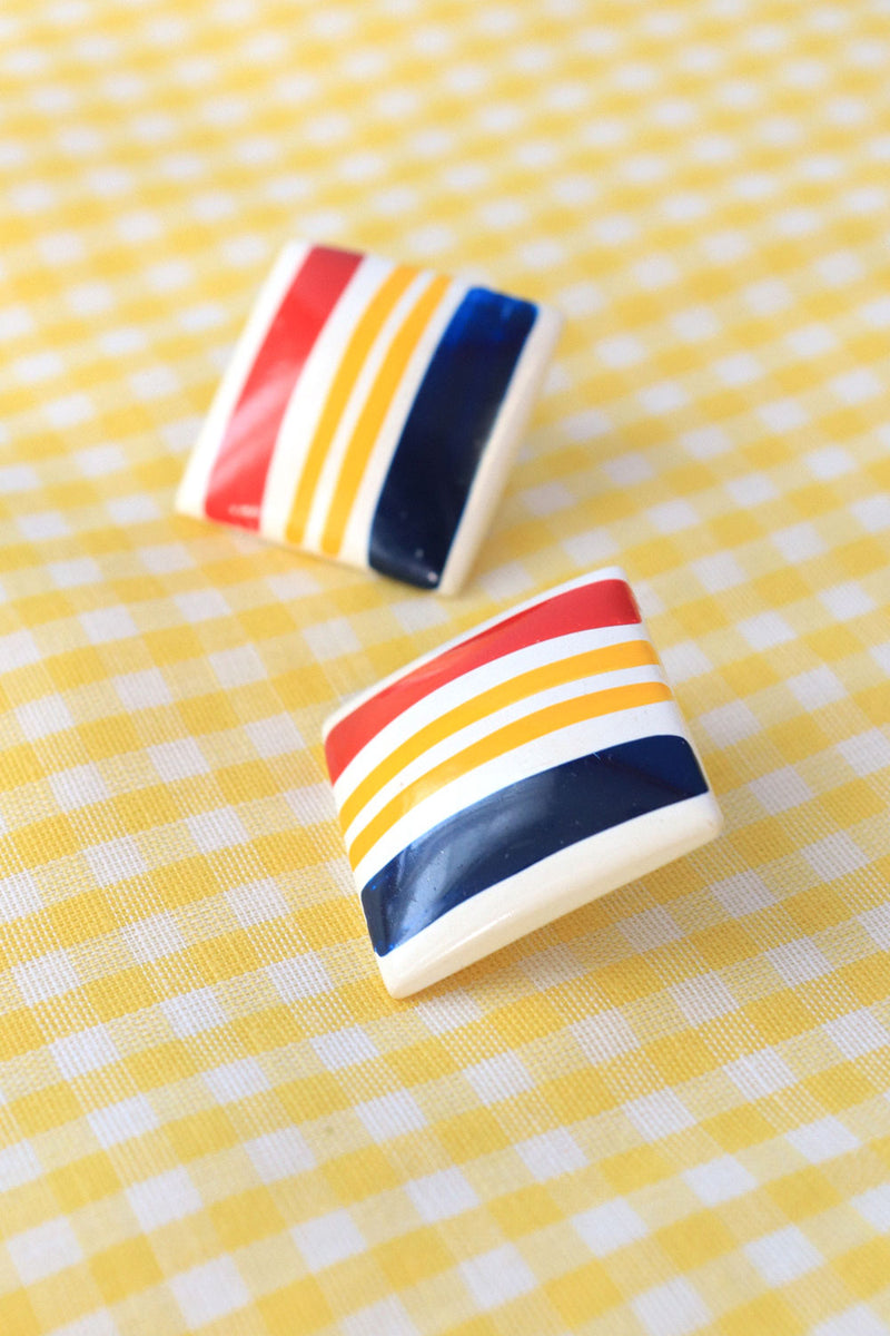 Mod Square Stripe Studs