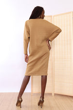 Caramel Quilted Dolman Dress S-L