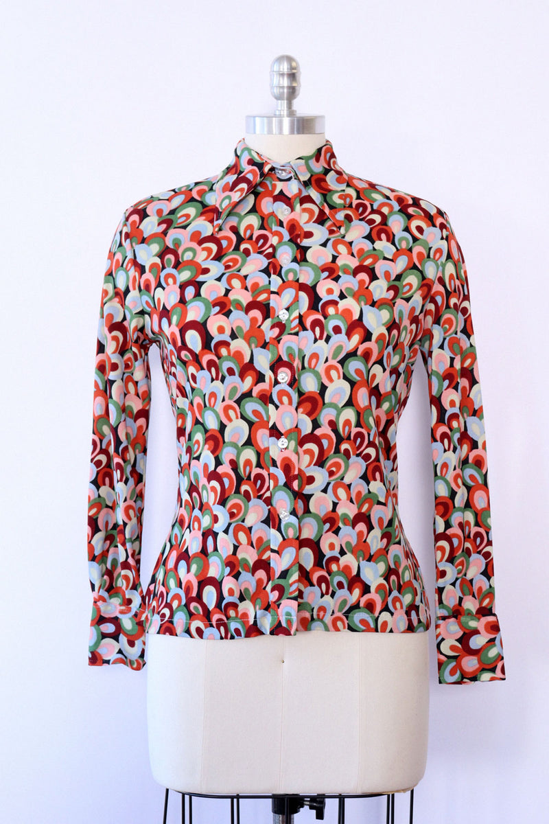 Optic Print Dagger Collar Shirt M