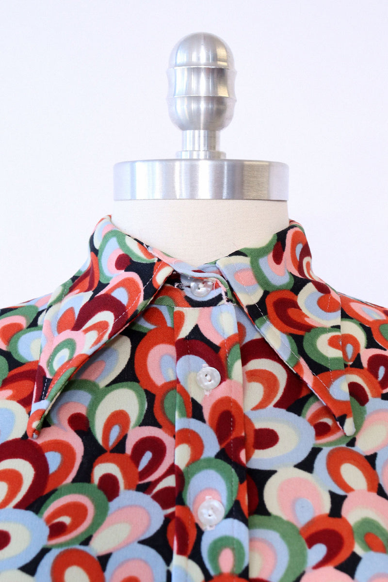 Optic Print Dagger Collar Shirt M