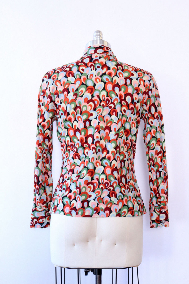 Optic Print Dagger Collar Shirt M