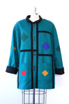 Teal Geometric Wool Coat M/L