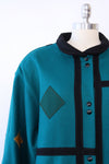 Teal Geometric Wool Coat M/L