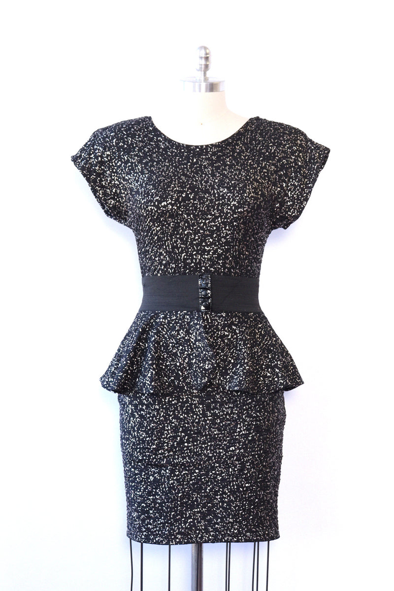 Silver Splatter Peplum Dress S/M