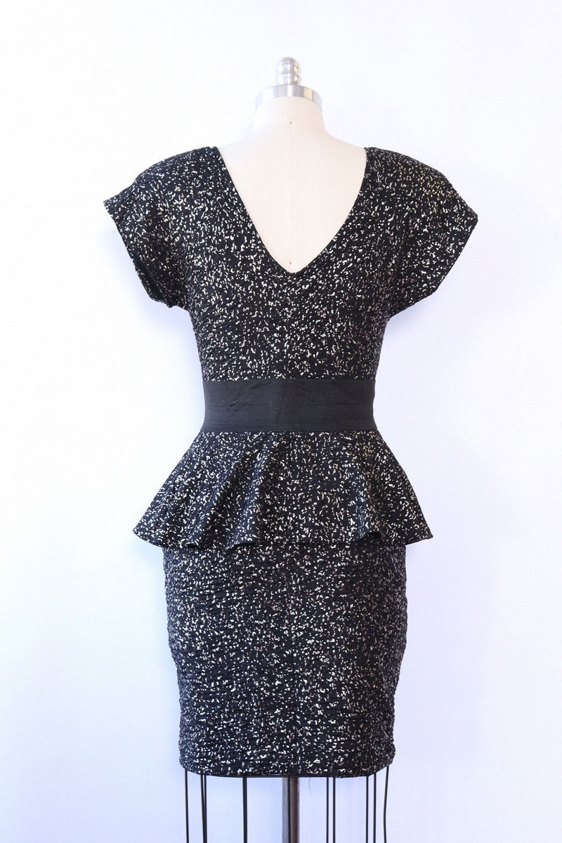 Silver Splatter Peplum Dress S/M