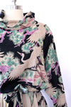 Scenic Crane Print Cowl Dress S/M