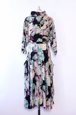 Scenic Crane Print Cowl Dress S/M